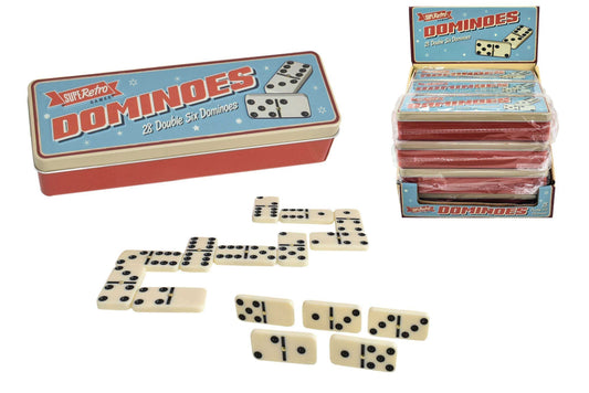 28 Domino Pieces In Tin Box - Classic Family Game Set