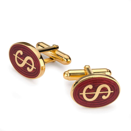 Red Enamel Dollar Cufflinks for Stylish Elegance Cufflinks