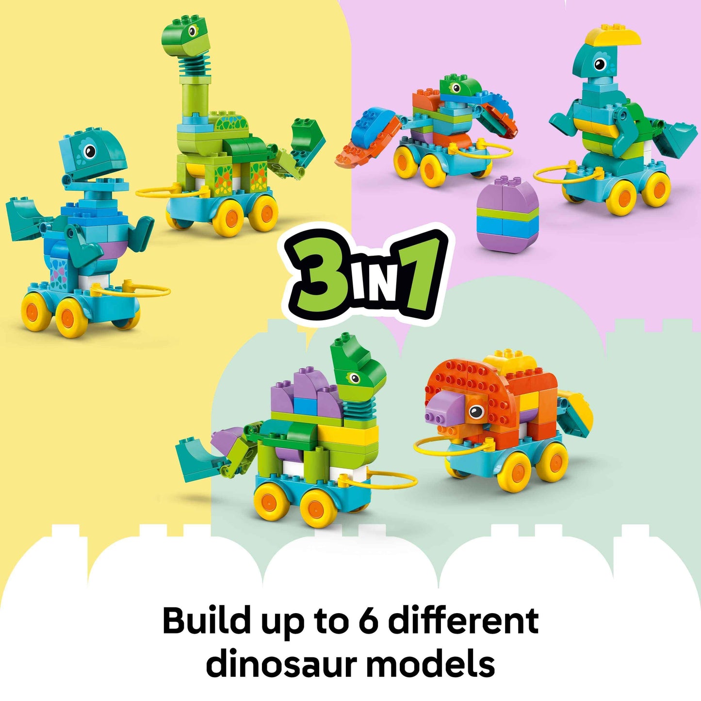 Duplo Dinosaurs on Wheels Set - 3 in 1 Building Adventure Toys & Games > Toys > Construction Toys > Interlocking Blocks > LEGO > LEGO Duplo