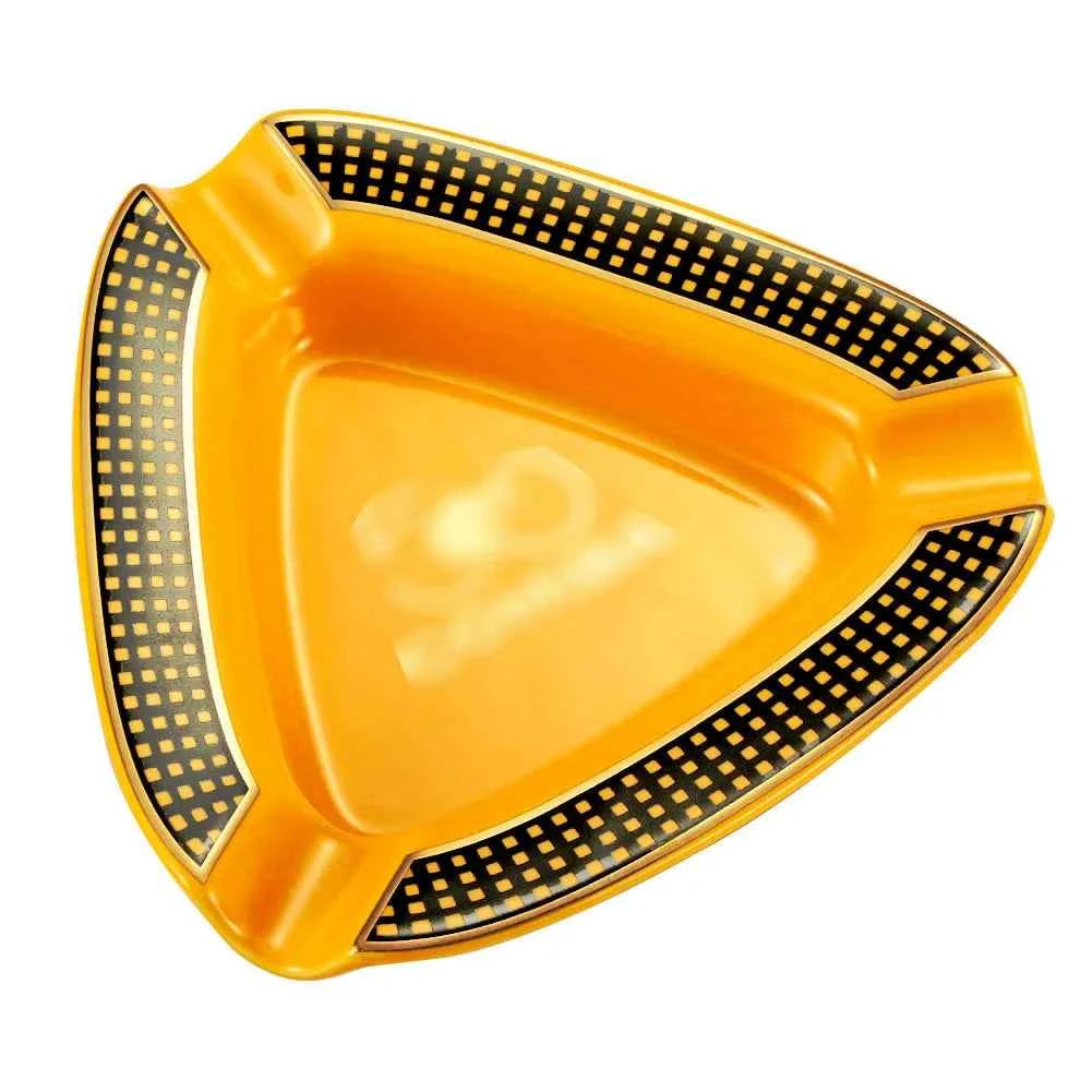 Galiner Ceramic Cigar Ashtray - Portable 3 Holder Design Yellow
