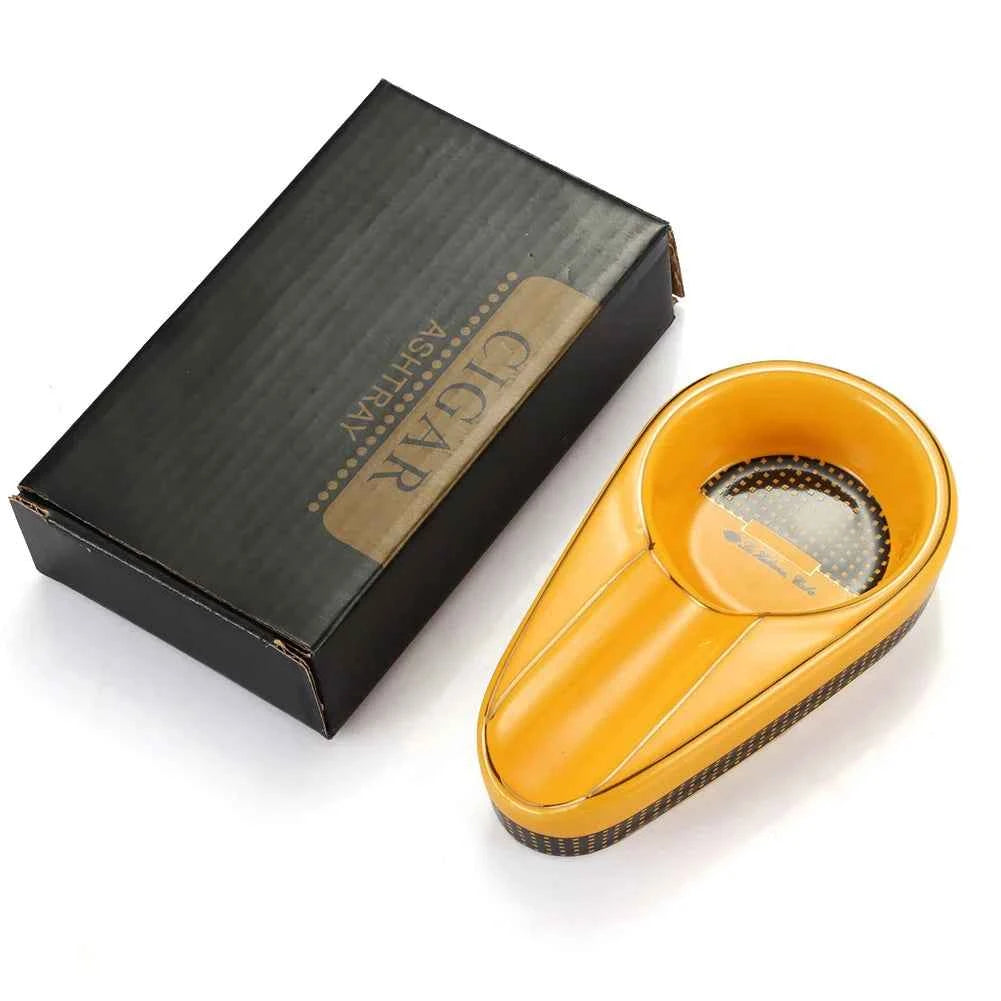 Galiner Ceramic Cigar Ashtray - Portable 3 Holder Design Dark Khaki