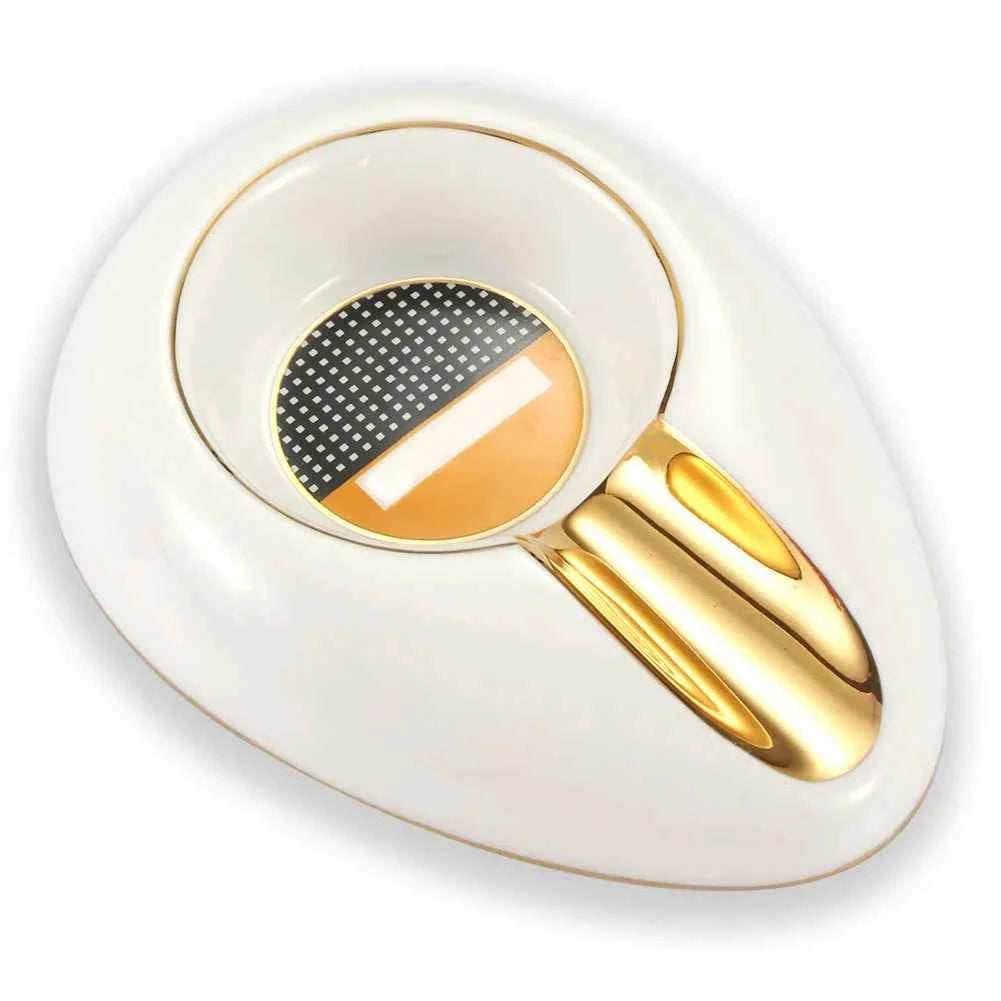 Galiner Ceramic Cigar Ashtray - Portable 3 Holder Design Brown CHINA