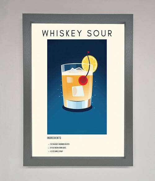 Whiskey Sour Framed Poster - The Perfect Wall Art for Whiskey Lovers Dark Grey Home Decor