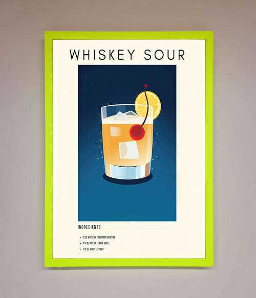 Whiskey Sour Framed Poster - The Perfect Wall Art for Whiskey Lovers Neon Green Home Decor