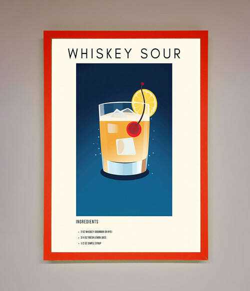 Whiskey Sour Framed Poster - The Perfect Wall Art for Whiskey Lovers Neon Red Home Decor
