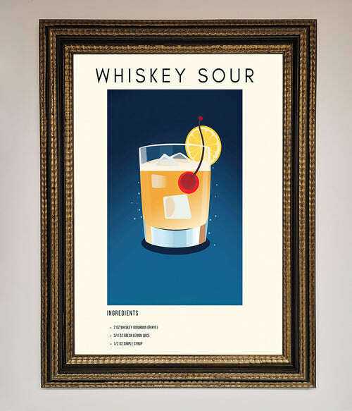 Whiskey Sour Framed Poster - The Perfect Wall Art for Whiskey Lovers Ornate Gold Black Home Decor