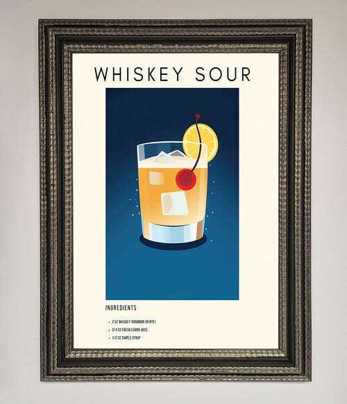 Whiskey Sour Framed Poster - The Perfect Wall Art for Whiskey Lovers Ornate Silver Black Home Decor