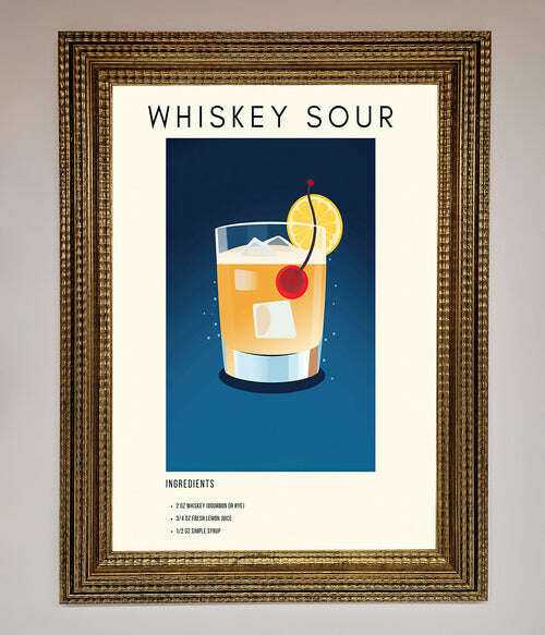 Whiskey Sour Framed Poster - The Perfect Wall Art for Whiskey Lovers Ornate Gold Home Decor