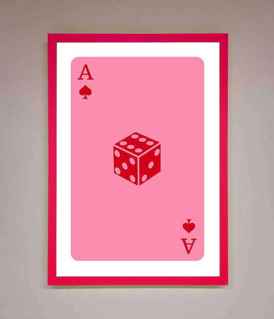 Ace Of Spades Framed Wall Art in Pink - Stylish Poker Decor Home Decor
