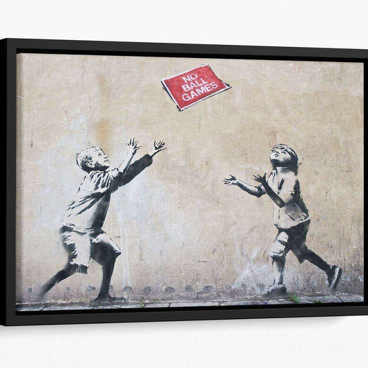 Banksy No Ball Games Floating Framed Canvas Home & Garden