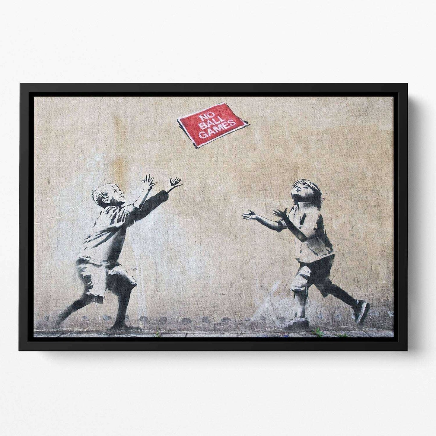 Banksy No Ball Games Floating Framed Canvas Home & Garden
