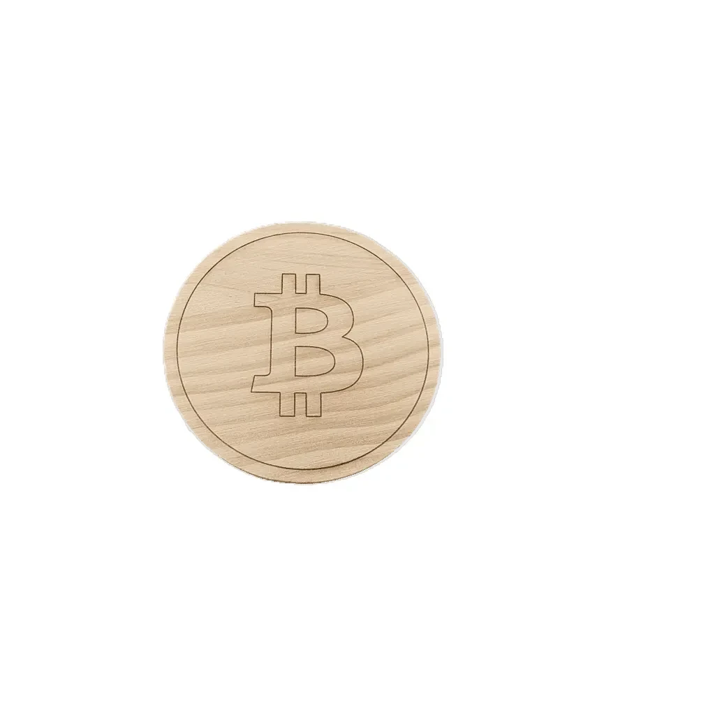 Bitcoin Coaster Set of 4 - Round apricot wood Home Decor
