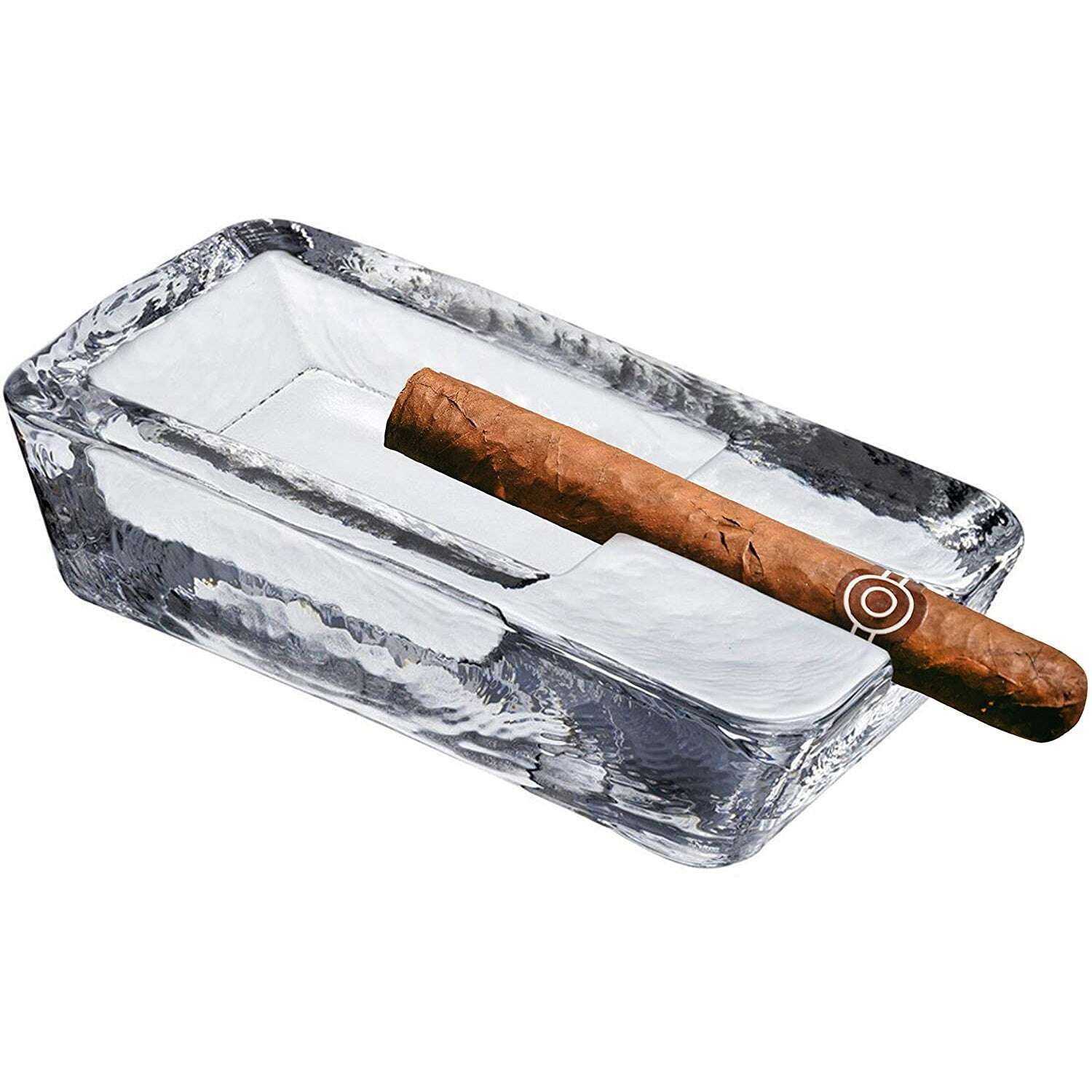 Handmade Crystal Glass Ashtray - Windproof Design and Heavyweight Home Decor