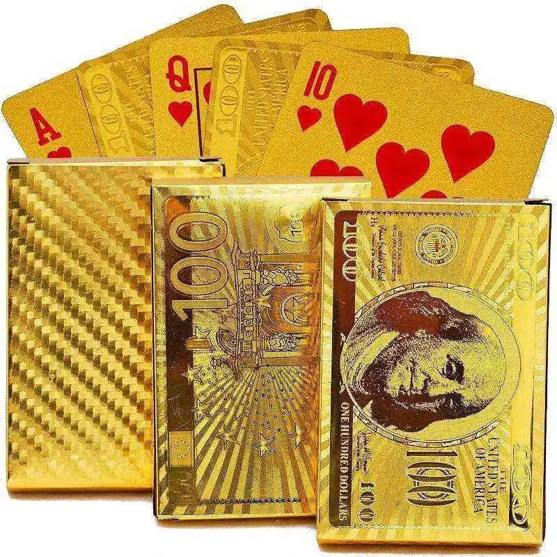 Golden Playing Cards Deck Plastic Gold Foil Poker Home & Garden