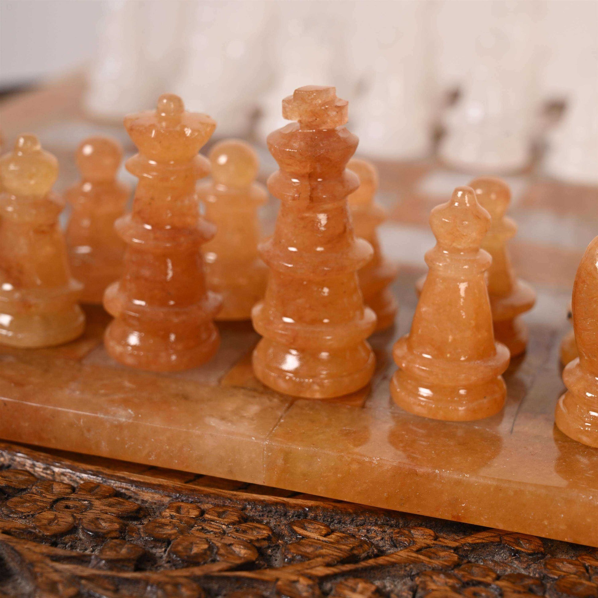 Handcrafted Chess Set With Yellow Aventurine & White Quartz Board Home & Garden