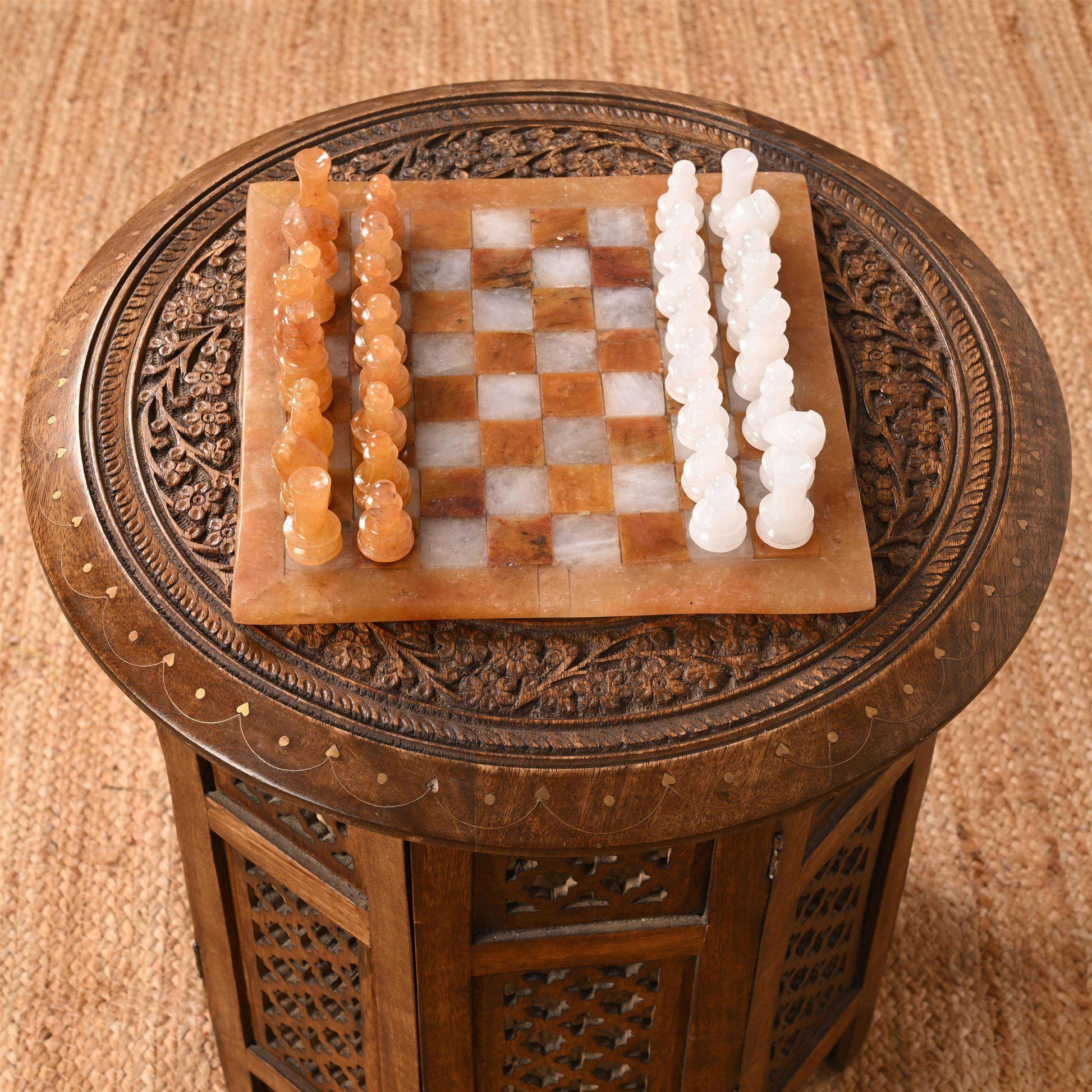 Handcrafted Chess Set With Yellow Aventurine & White Quartz Board Home & Garden