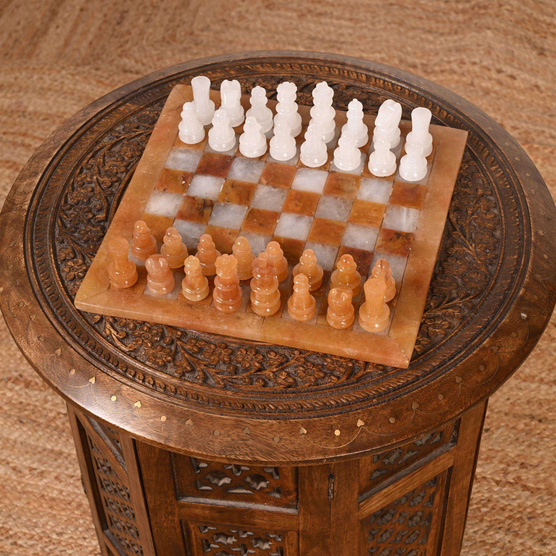 Handcrafted Chess Set With Yellow Aventurine & White Quartz Board Home & Garden