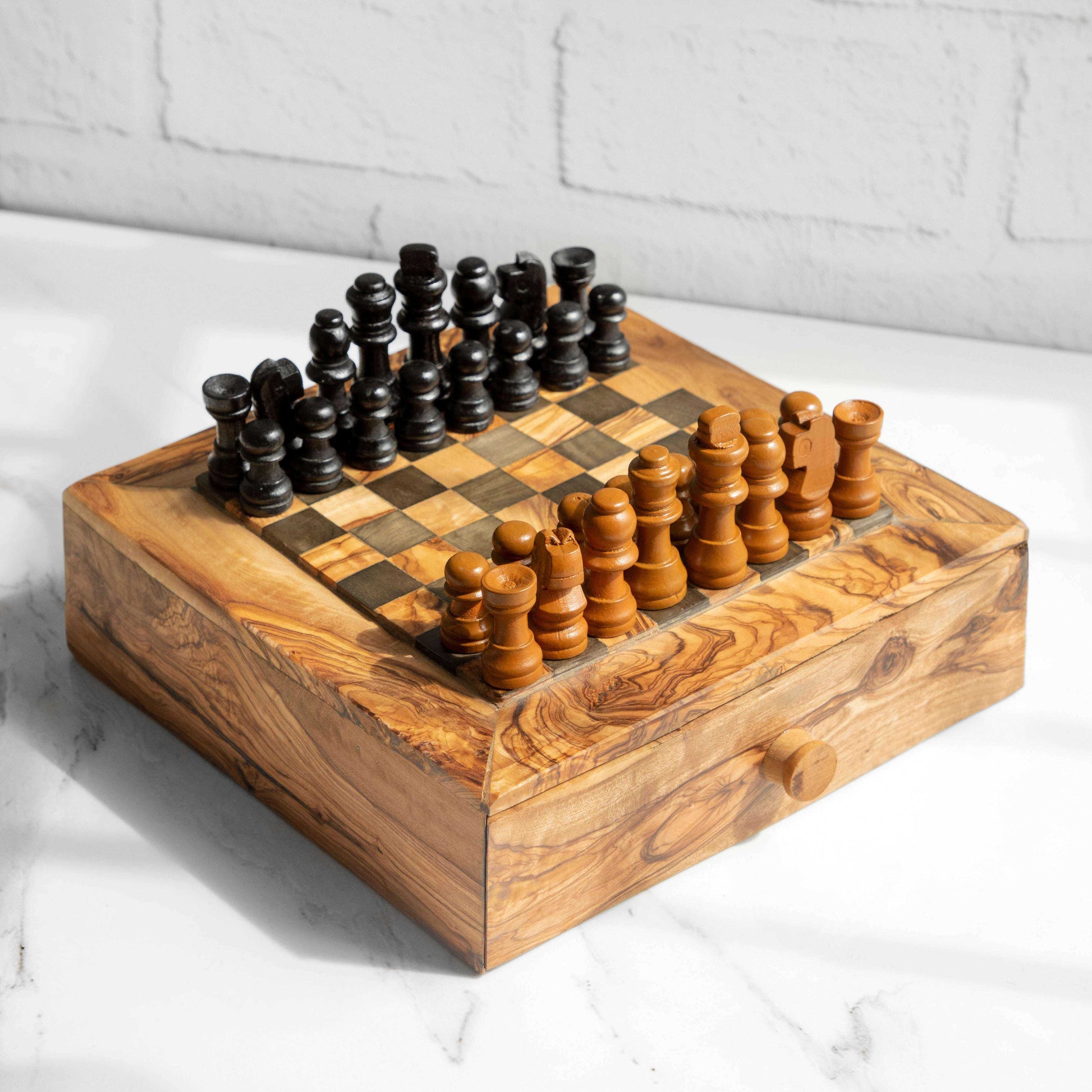 Handcrafted Chess Set with Spacious Drawer for Easy Storage Personalized