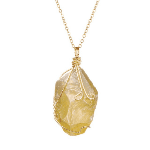 Natural Gemstone Chakra Necklace - Energy Healing Crystal Pendant Citrine Tech Accessories