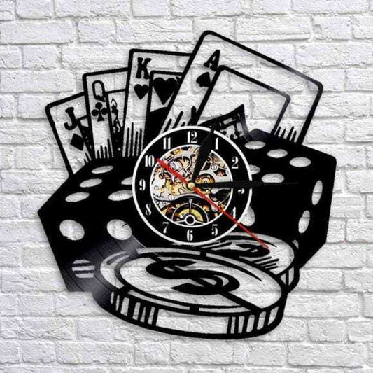 Poker Player Wall Clock - Recycled Vinyl Record Design Home & Garden