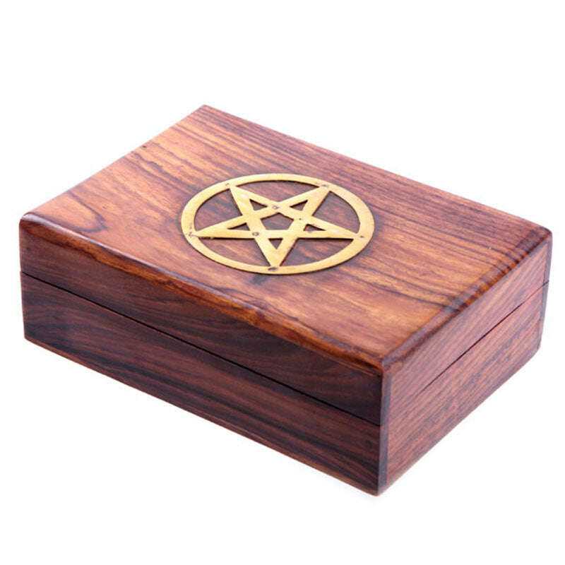 Wood Pentagram Trinket Box - Handcrafted Elegance for Your Treasures Gifts