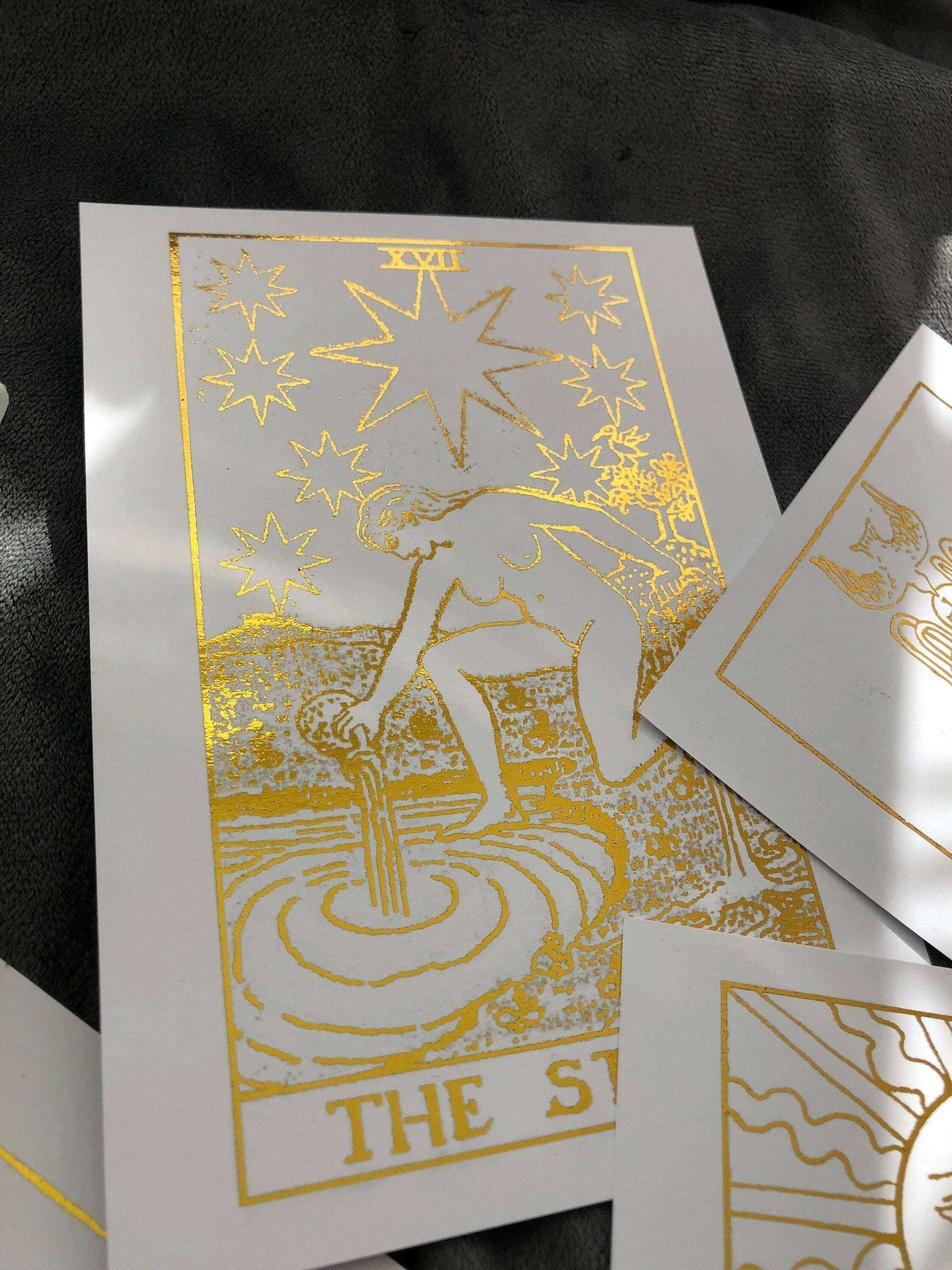 Tarot Card Foil Prints White/Gold - Set of 4 Home Decor