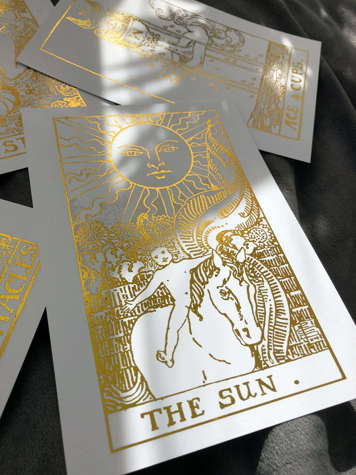 Tarot Card Foil Prints White/Gold - Set of 4 Home Decor