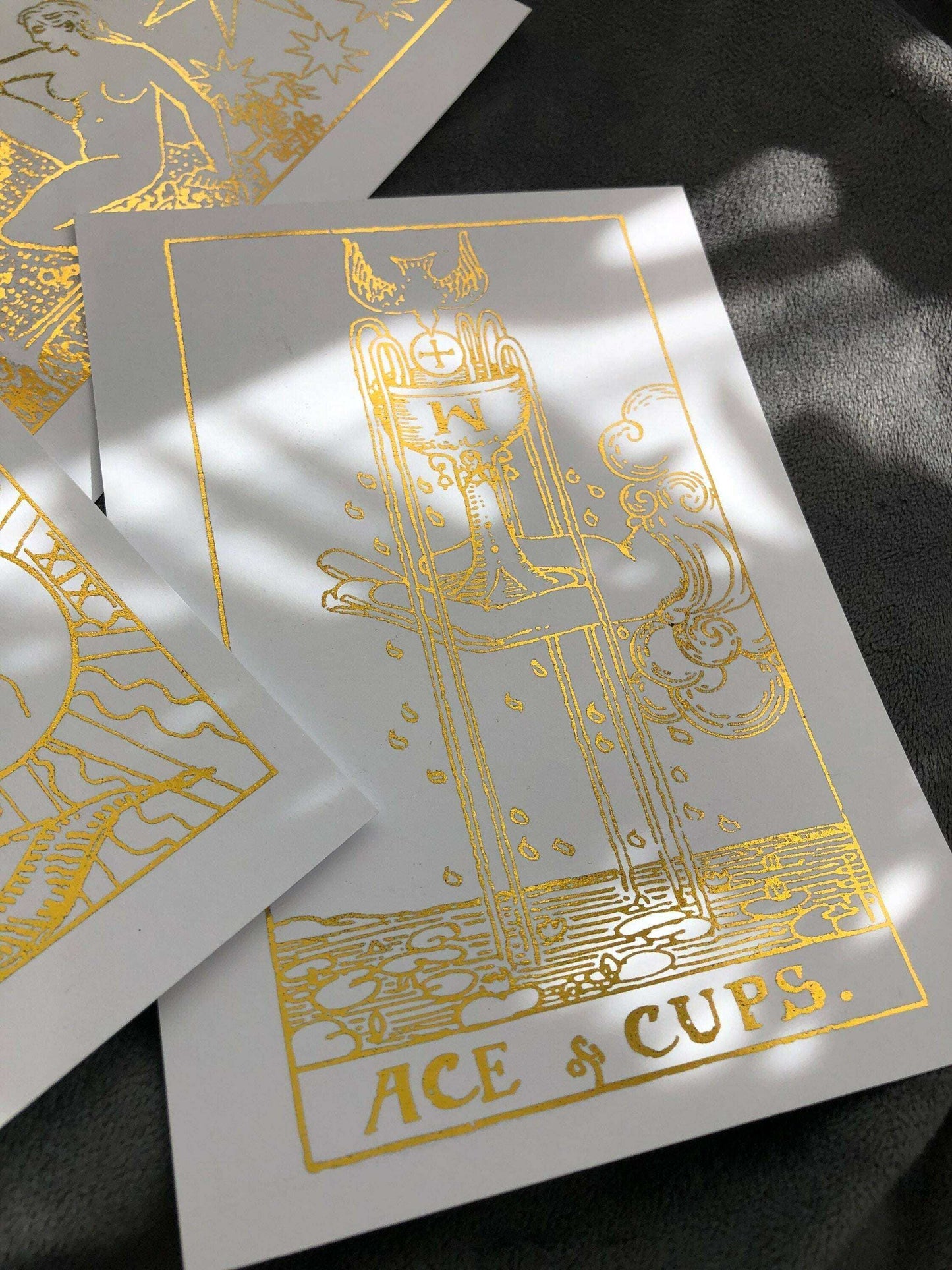 Tarot Card Foil Prints White/Gold - Set of 4 Home Decor