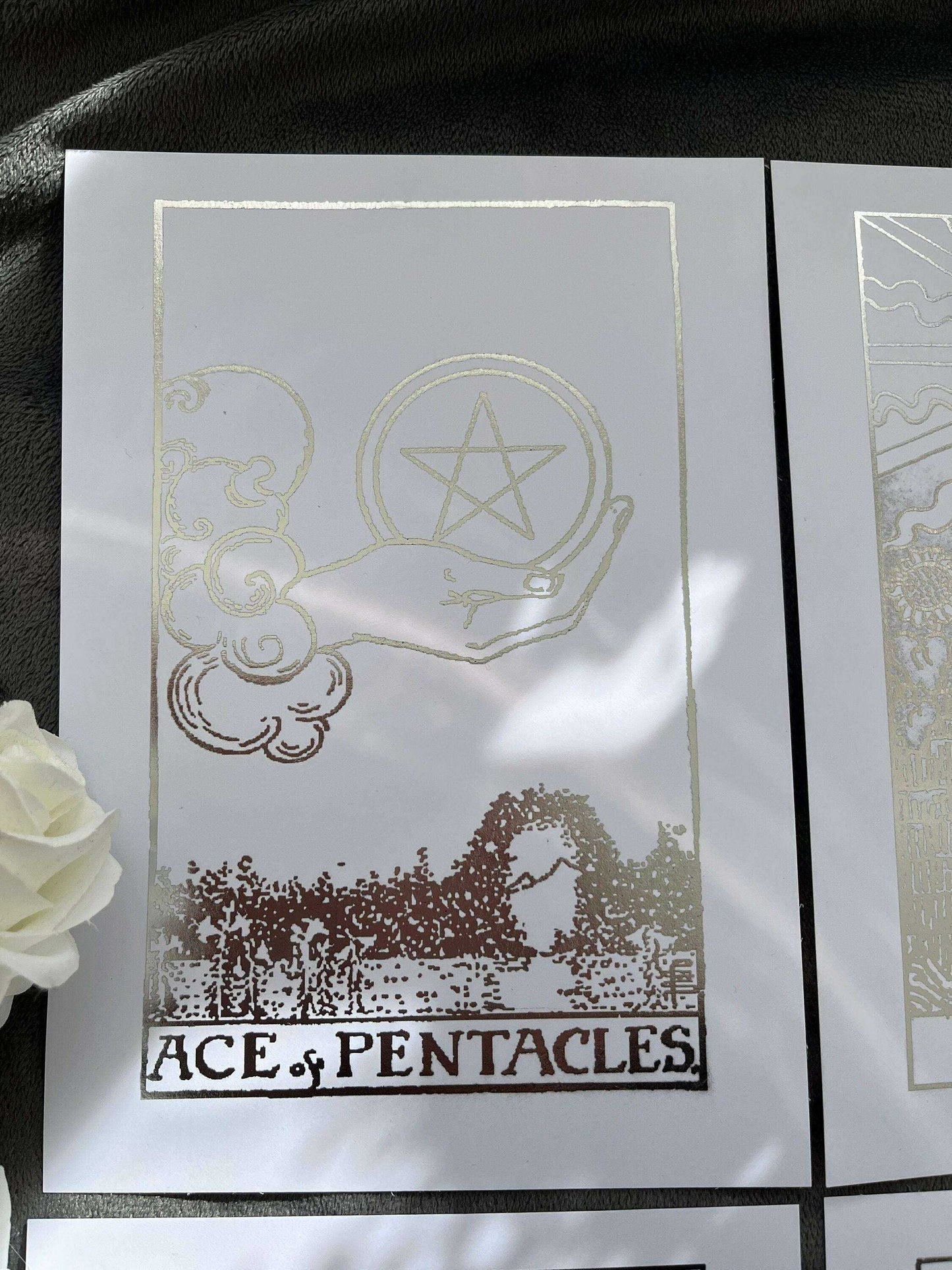 Tarot Card Foil Prints White/Silver - Set of 4 for Elegant Home Decor Home Decor