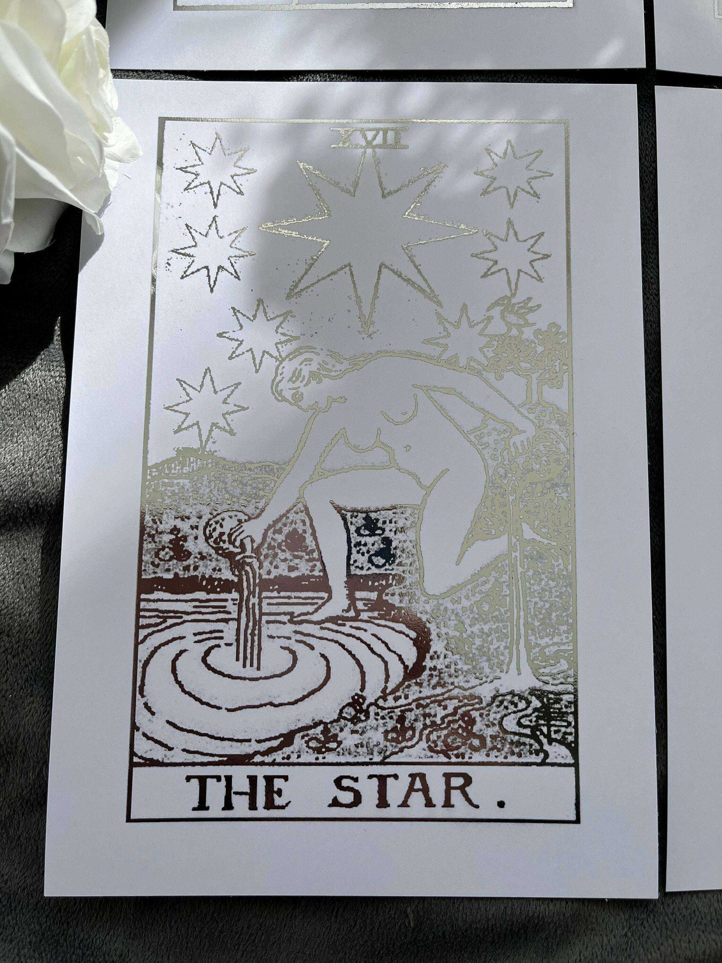 Tarot Card Foil Prints White/Silver - Set of 4 for Elegant Home Decor Home Decor