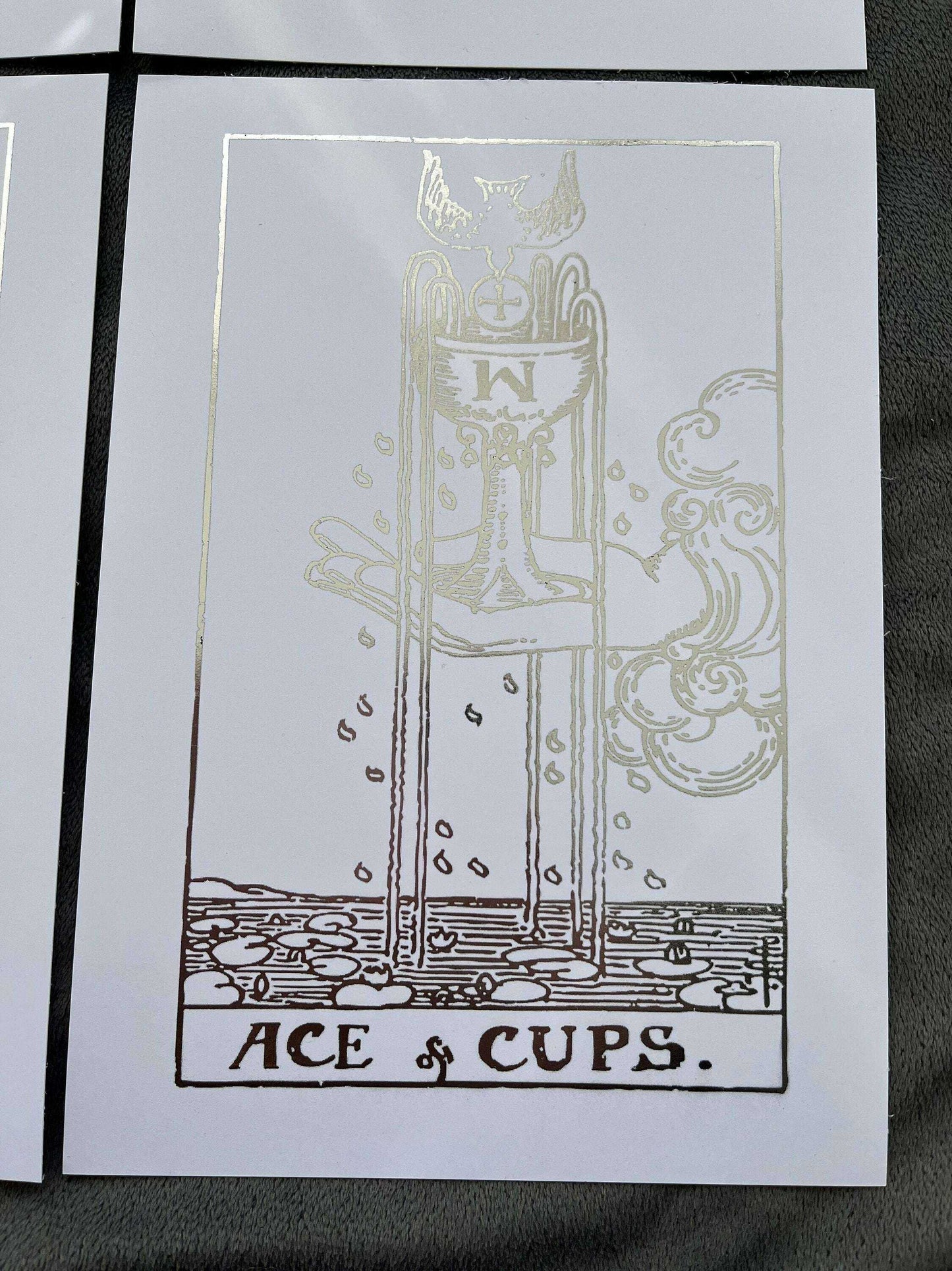 Tarot Card Foil Prints White/Silver - Set of 4 for Elegant Home Decor Home Decor