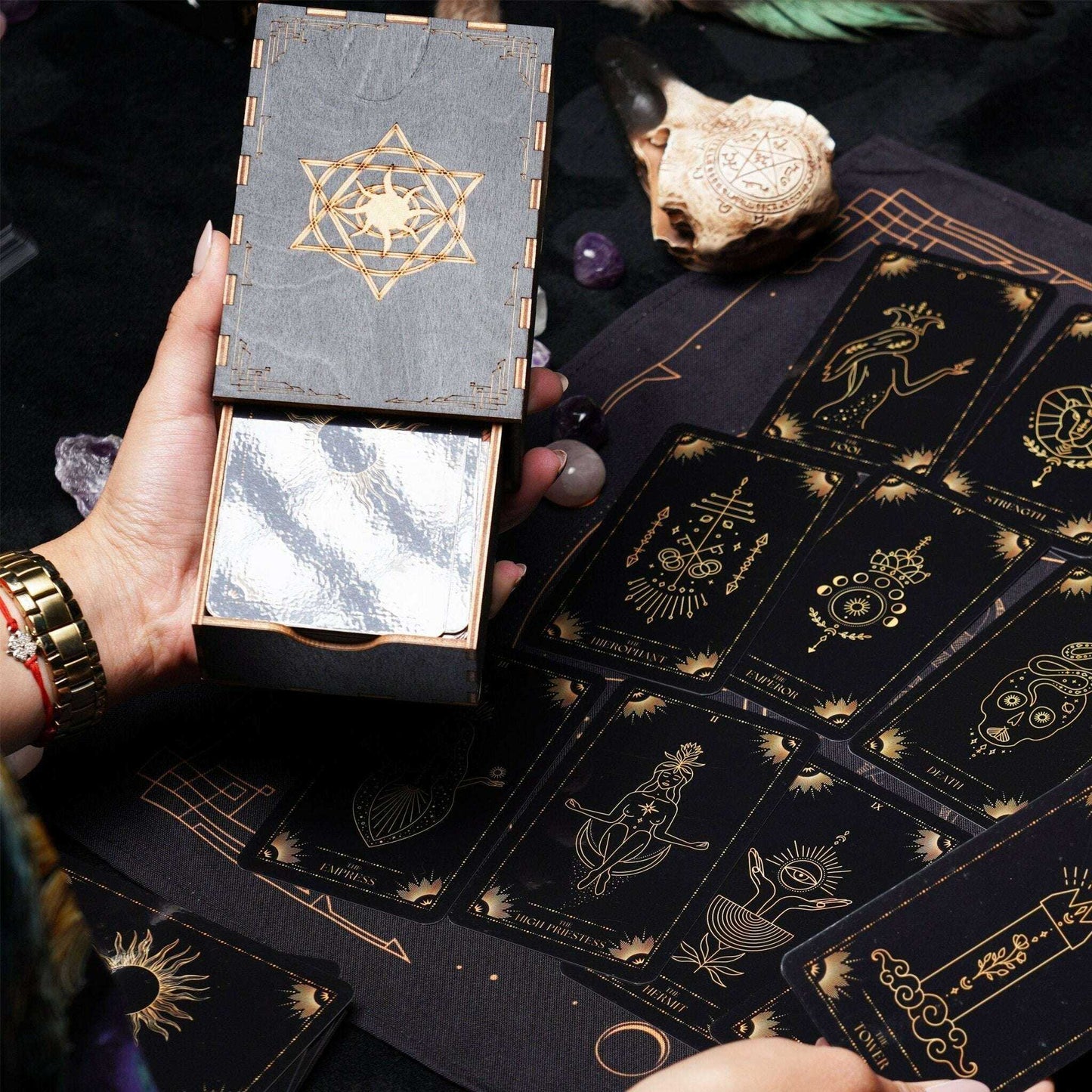 Tarot Wooden Card Box for Tarot Decks and Accessories Religious