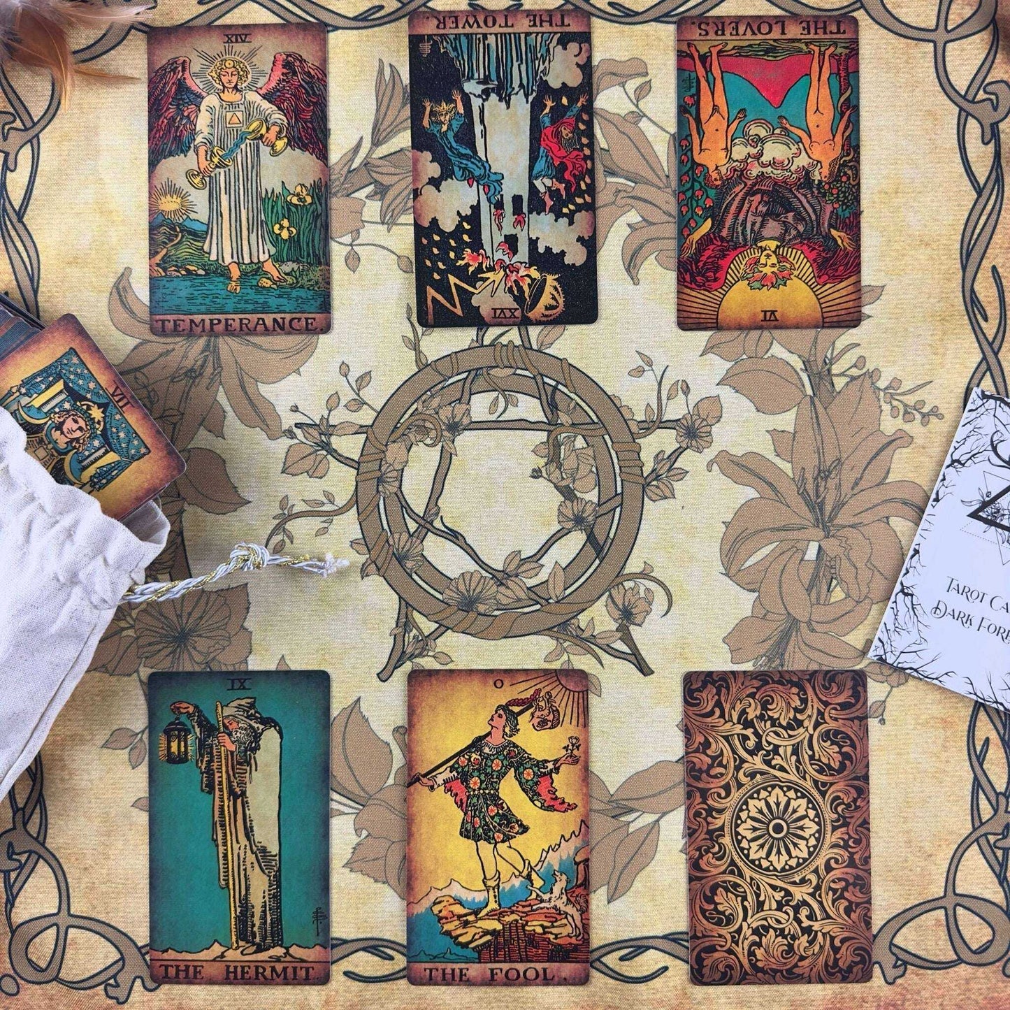 The Smith-Waite Borderless Vintage Eco Linen Tarot Cards Religious