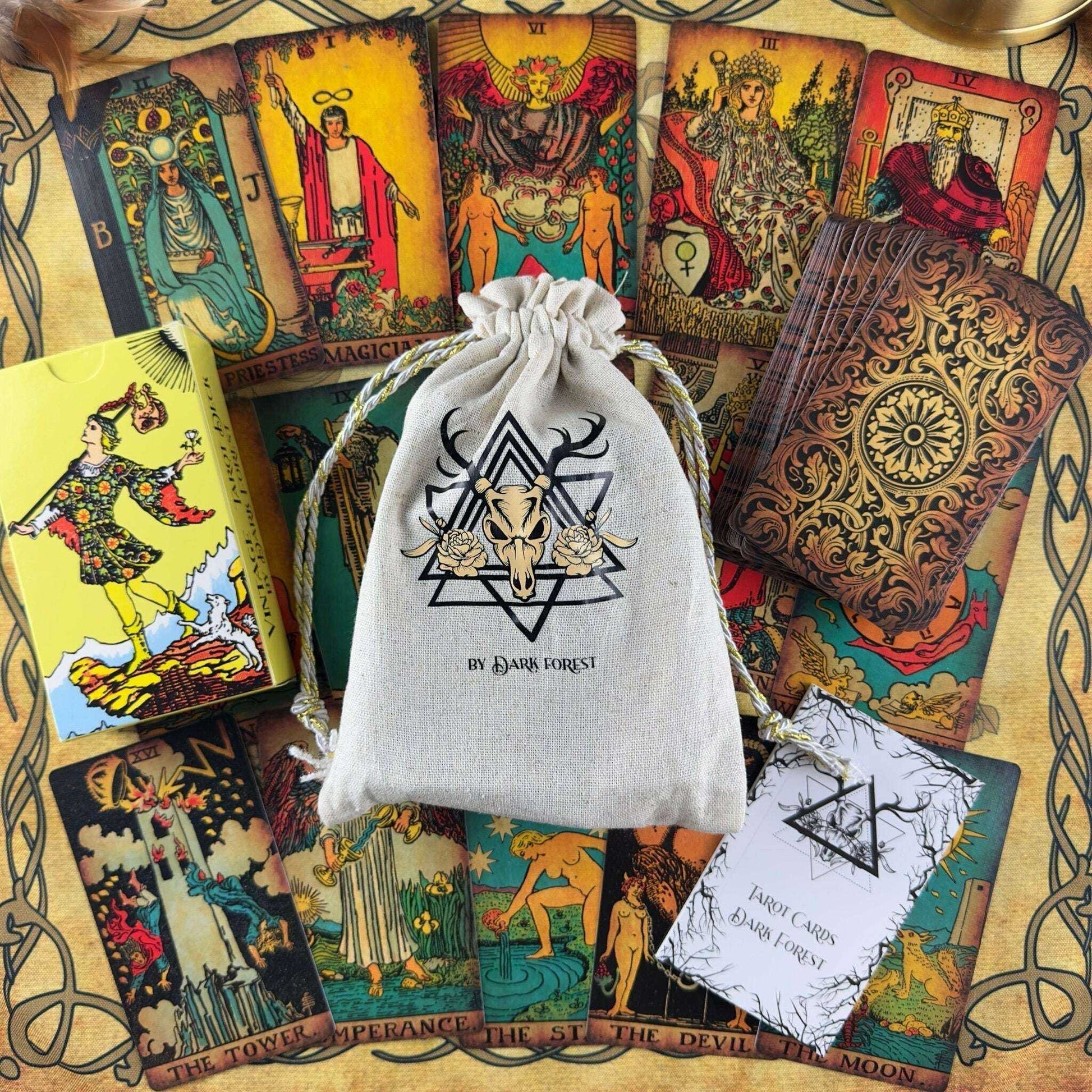 The Smith-Waite Borderless Vintage Eco Linen Tarot Cards Religious