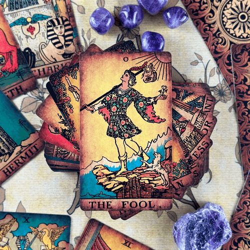 The Smith-Waite Borderless Vintage Eco Linen Tarot Cards Cards Religious