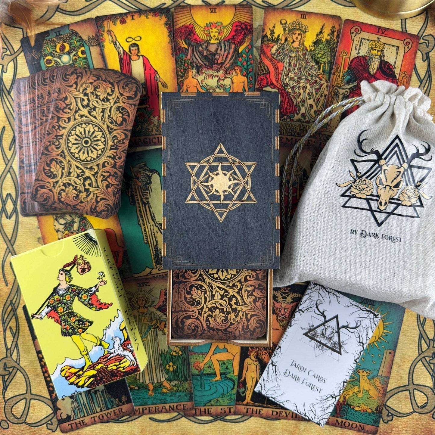 The Smith-Waite Borderless Vintage Eco Linen Tarot Cards Religious