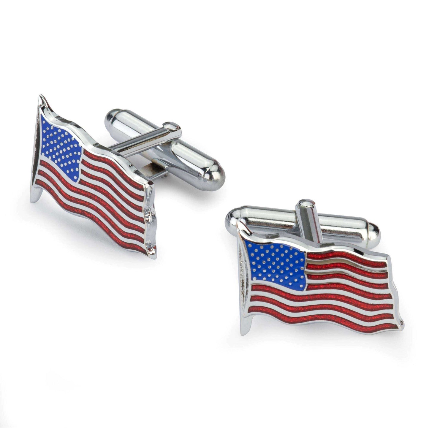 USA Flag Cufflinks in Silver - Elegant American Pride Accessories Cufflinks