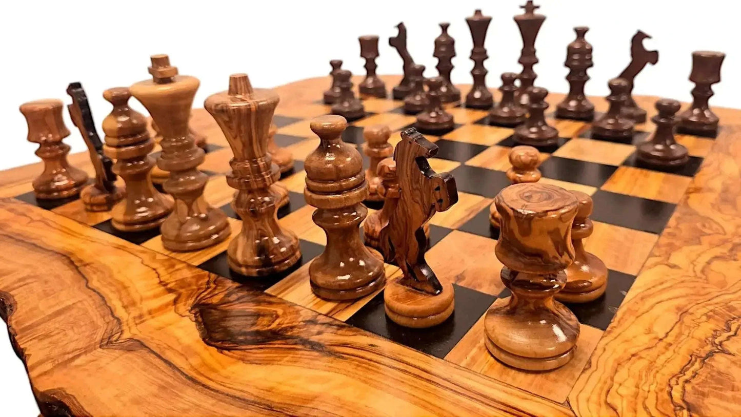 Wooden Chess Board Set Table With Pieces