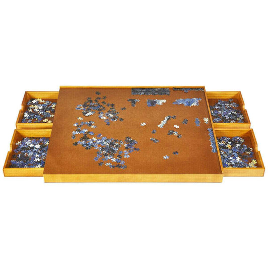 Wooden Jigsaw Puzzle Board with 4 Drawers for Organised Play Home & Garden