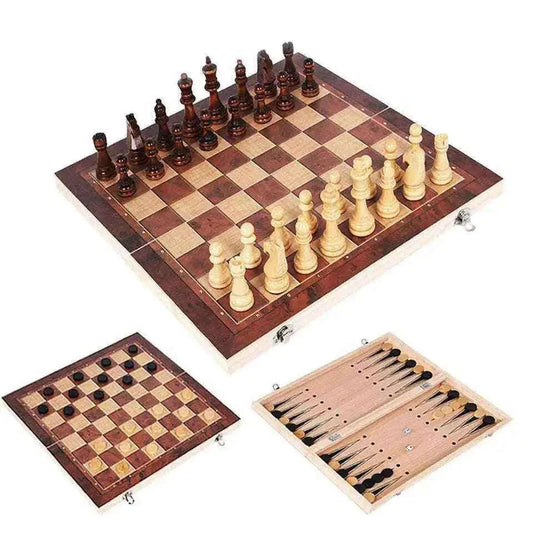 3 in 1 Backgammon/Chess Set - New Travel Design 0