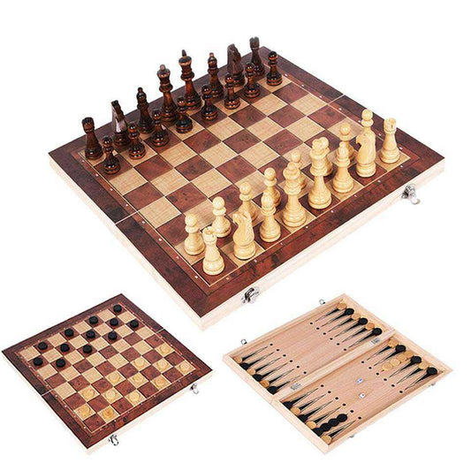 3 in 1 Backgammon/Chess Set - New Travel Design 0