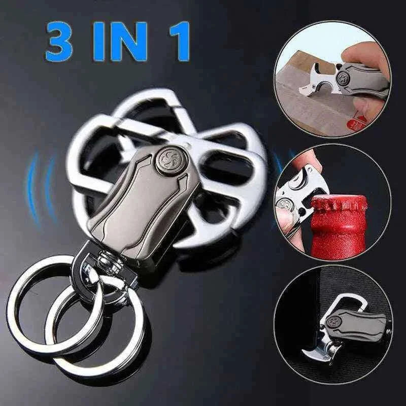 3-in-1 Fidget Spinner Keychain with Pocket Cutter & Bottle Opener 0
