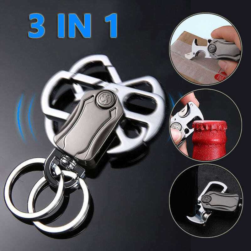 3-in-1 Fidget Spinner Keychain with Pocket Cutter & Bottle Opener 0