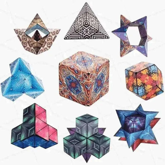 3D Changeable Magnetic Magic Cube - Fun Puzzle Cube for Kids and Antistress Toy Toys