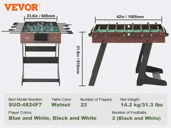 42in Folding Foosball Table - Compact Fun for All Ages 42 inch United States