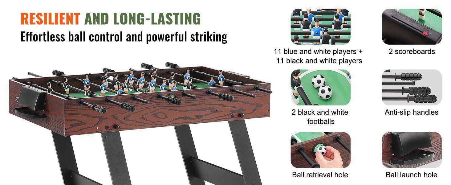 42in Folding Foosball Table - Compact Fun for All Ages