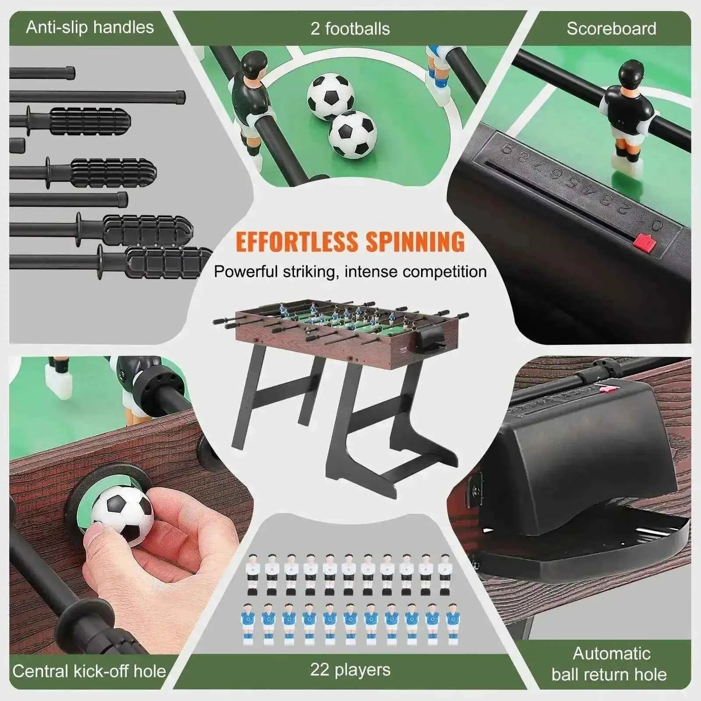 42in Folding Foosball Table - Compact Fun for All Ages