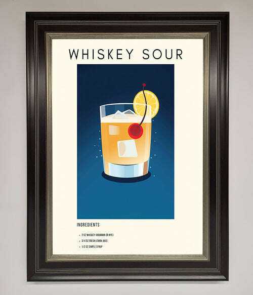 Whiskey Sour Framed Poster - The Perfect Wall Art for Whiskey Lovers Black Silver Home Decor