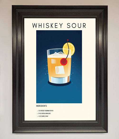 Whiskey Sour Framed Poster - The Perfect Wall Art for Whiskey Lovers Matt Black Home Decor