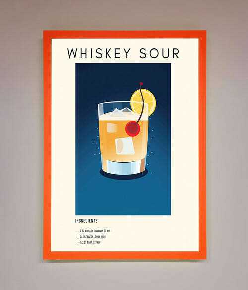 Whiskey Sour Framed Poster - The Perfect Wall Art for Whiskey Lovers Neon Orange Home Decor